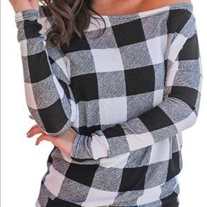 Black and white plaid slouchy sweater
